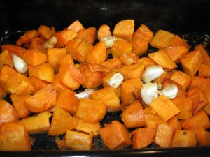 roasted garlic ginger yams